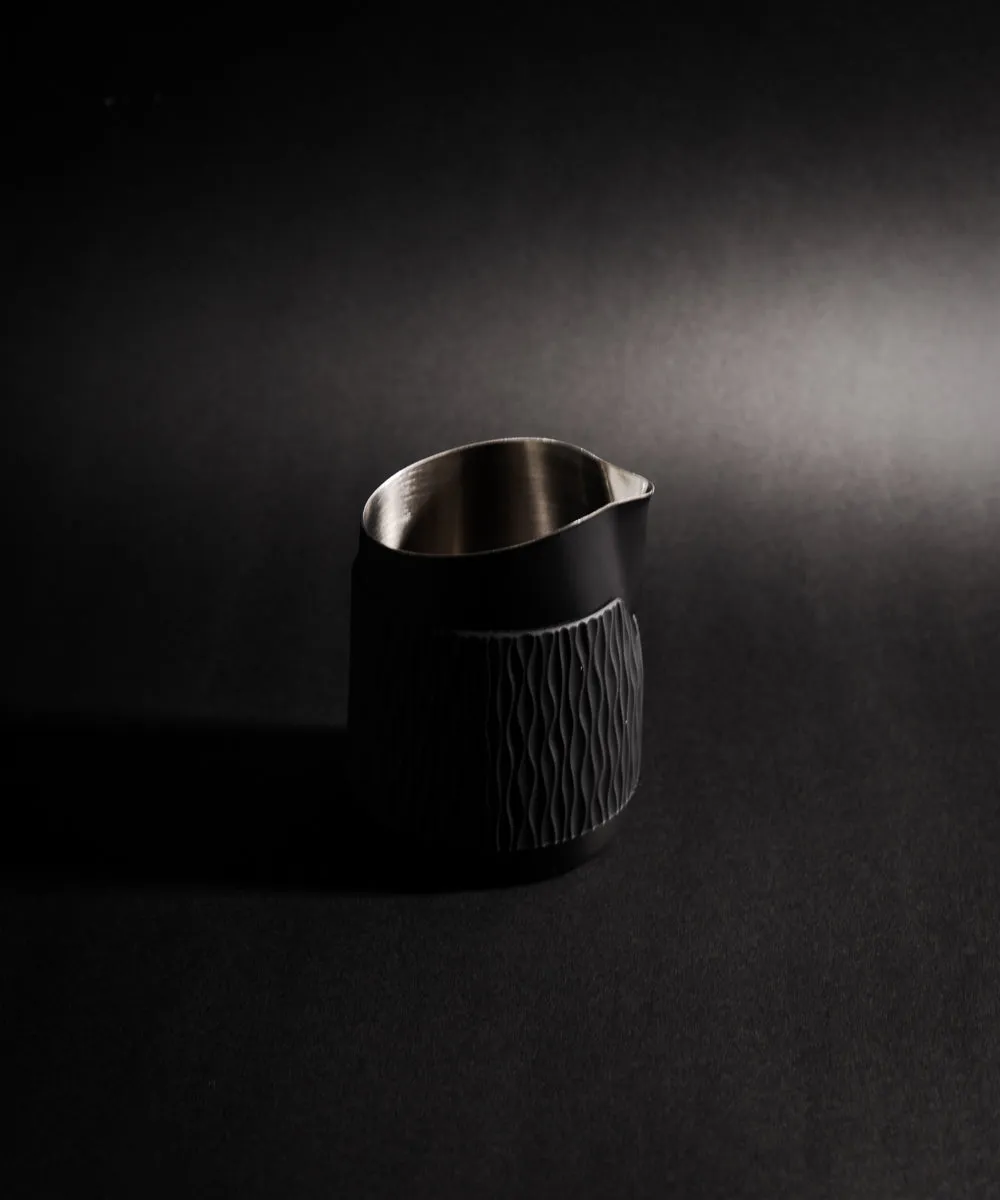 15OZ SLOW POUR SUPPLY® X WPM Monochrome Handleless Latte Art Pitcher with Soft Touch Silicone Wrap