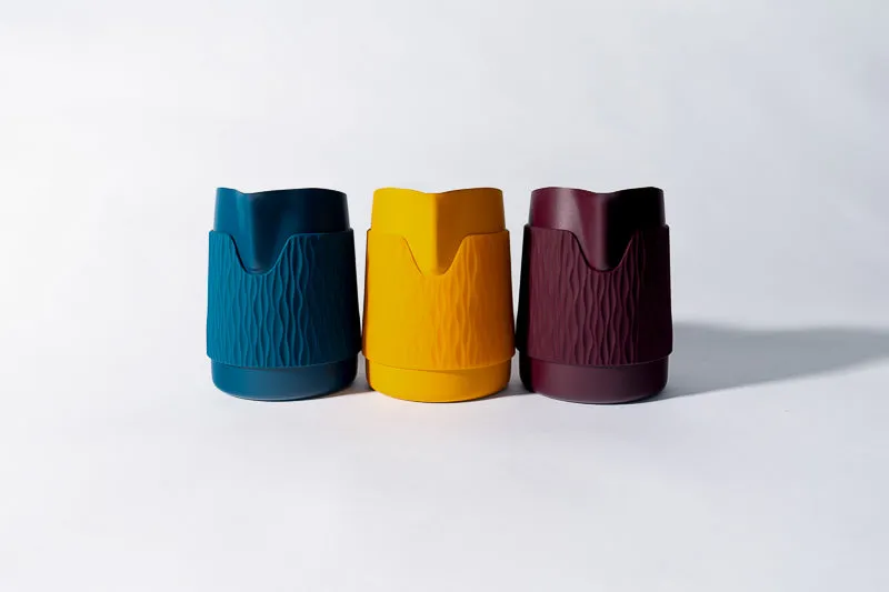 15OZ SLOW POUR SUPPLY® X WPM Monochrome Handleless Latte Art Pitcher with Soft Touch Silicone Wrap