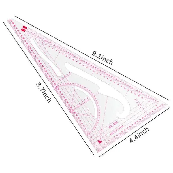 4 Pcs Pattern Making Ruler Set Tailor Fashion Measuring Kit Clear Sewing Drawing Ruler Sleeve Arm French Curve Cutting Ruler Paddle Wheel