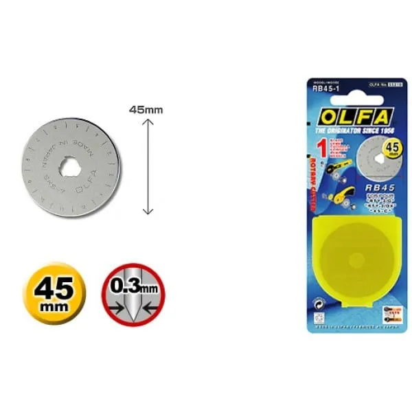 45mm Olfa replacement rotary cutter blade: 1 pack