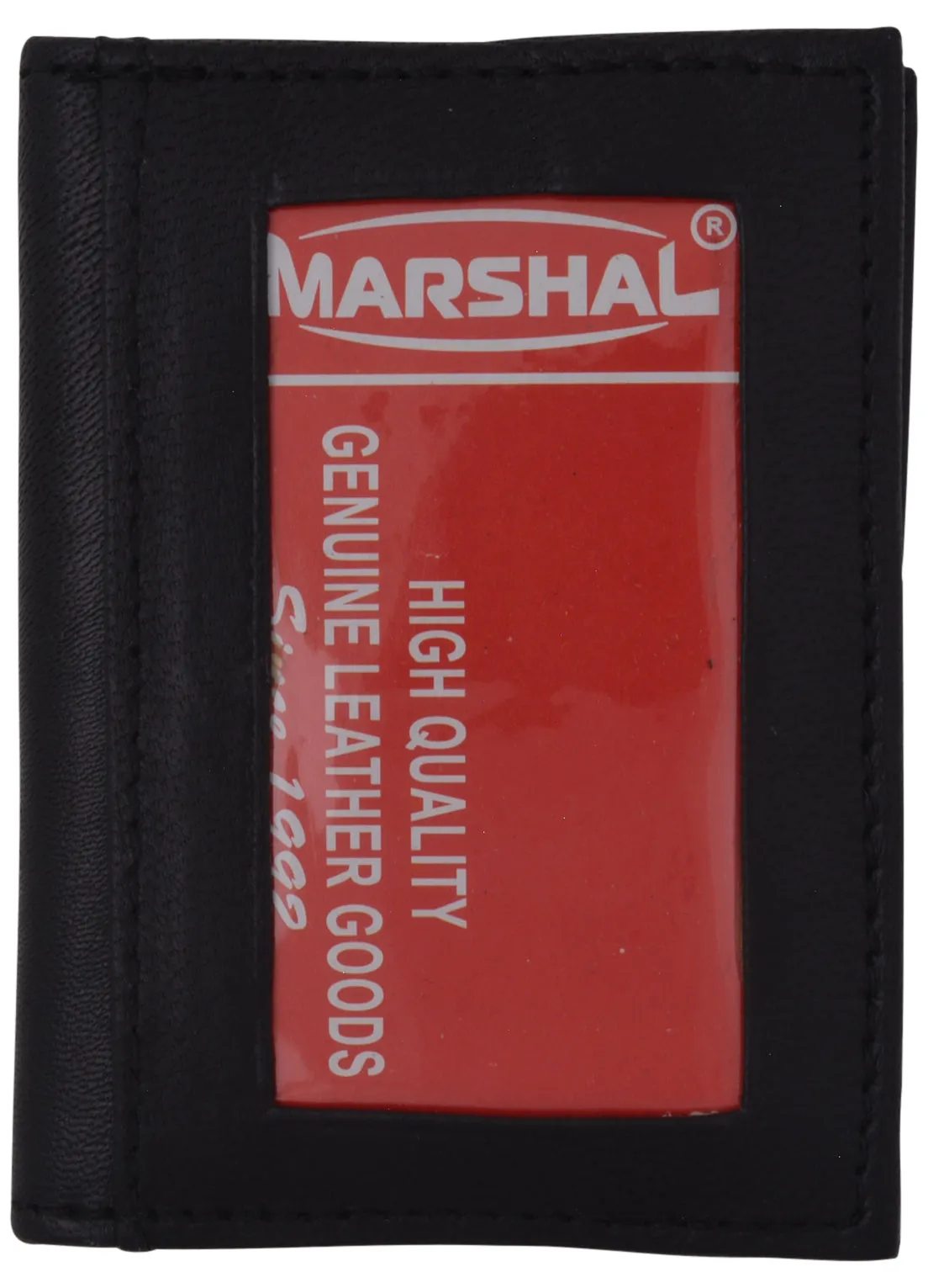 Black Mens LEATHER Bifold Wallet ID Credit Card Holder Front Pocket