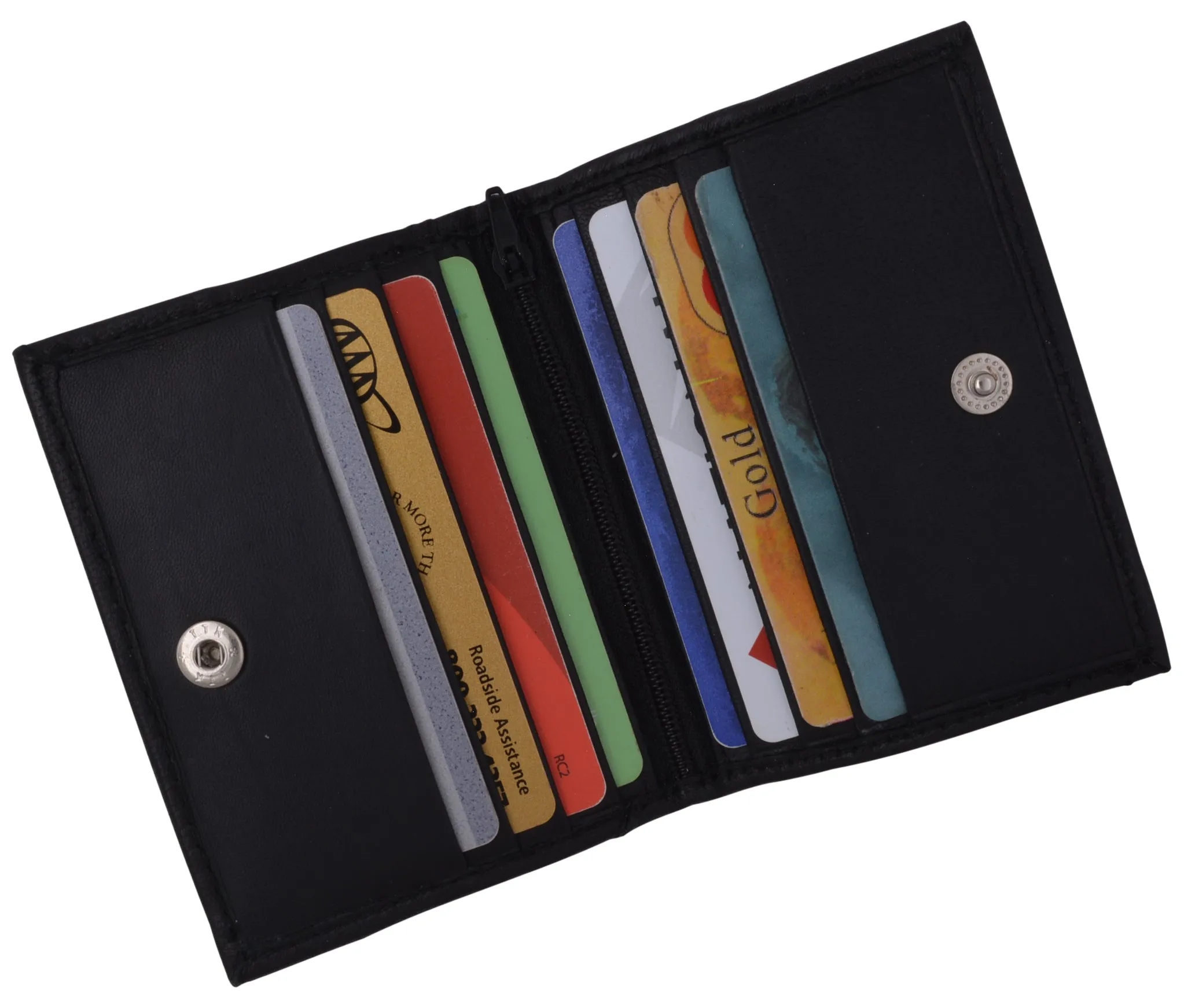 Black Mens LEATHER Bifold Wallet ID Credit Card Holder Front Pocket
