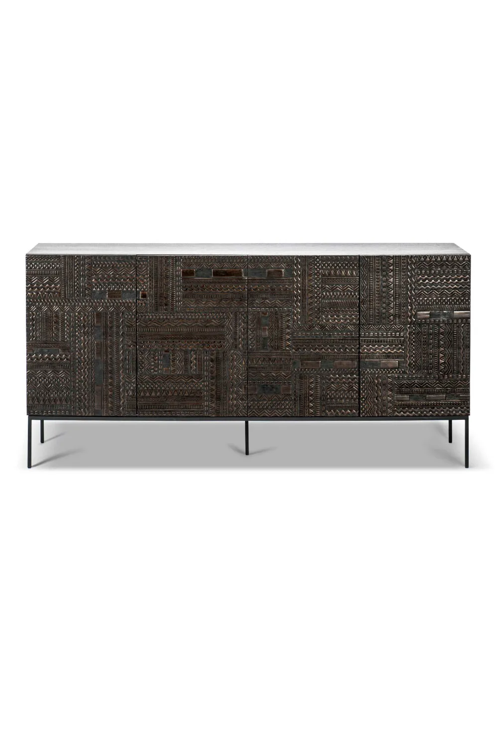 Black Teak Carved Sideboard | Ethnicraft Tabwa