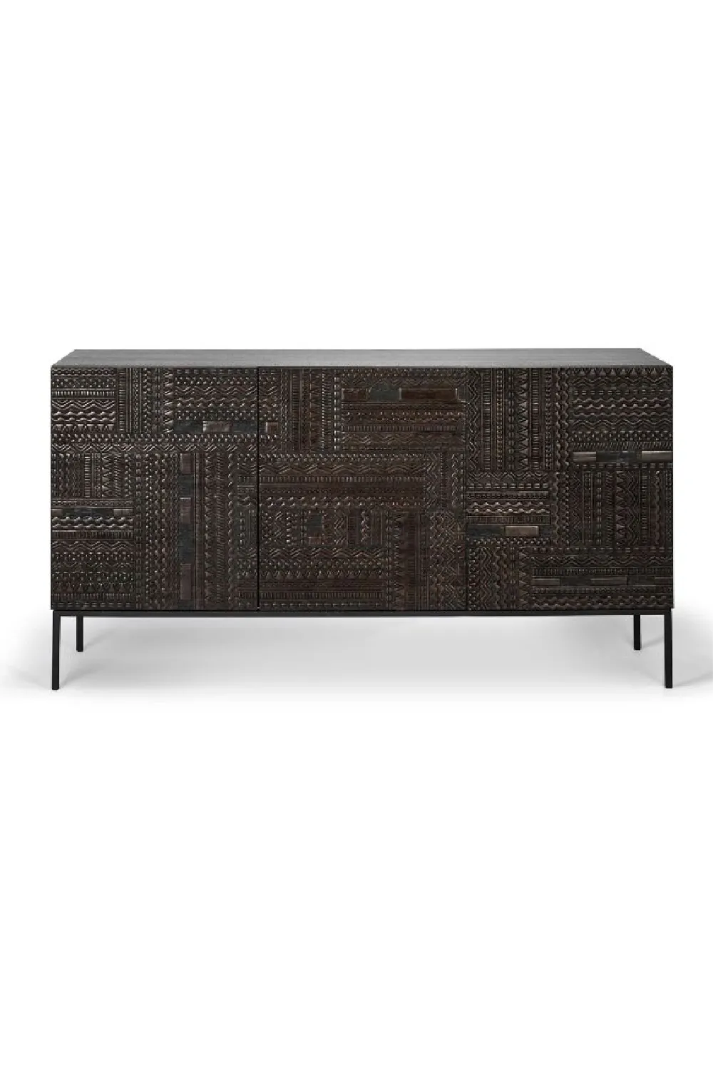 Black Teak Carved Sideboard | Ethnicraft Tabwa