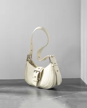 Buckle Leather Baguette Shoulder Bag