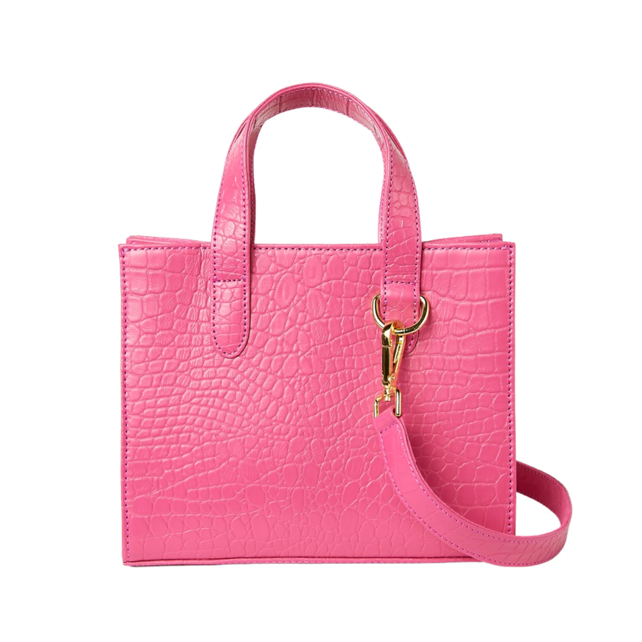 Claire Mini Handbag in Bright Pink Croc