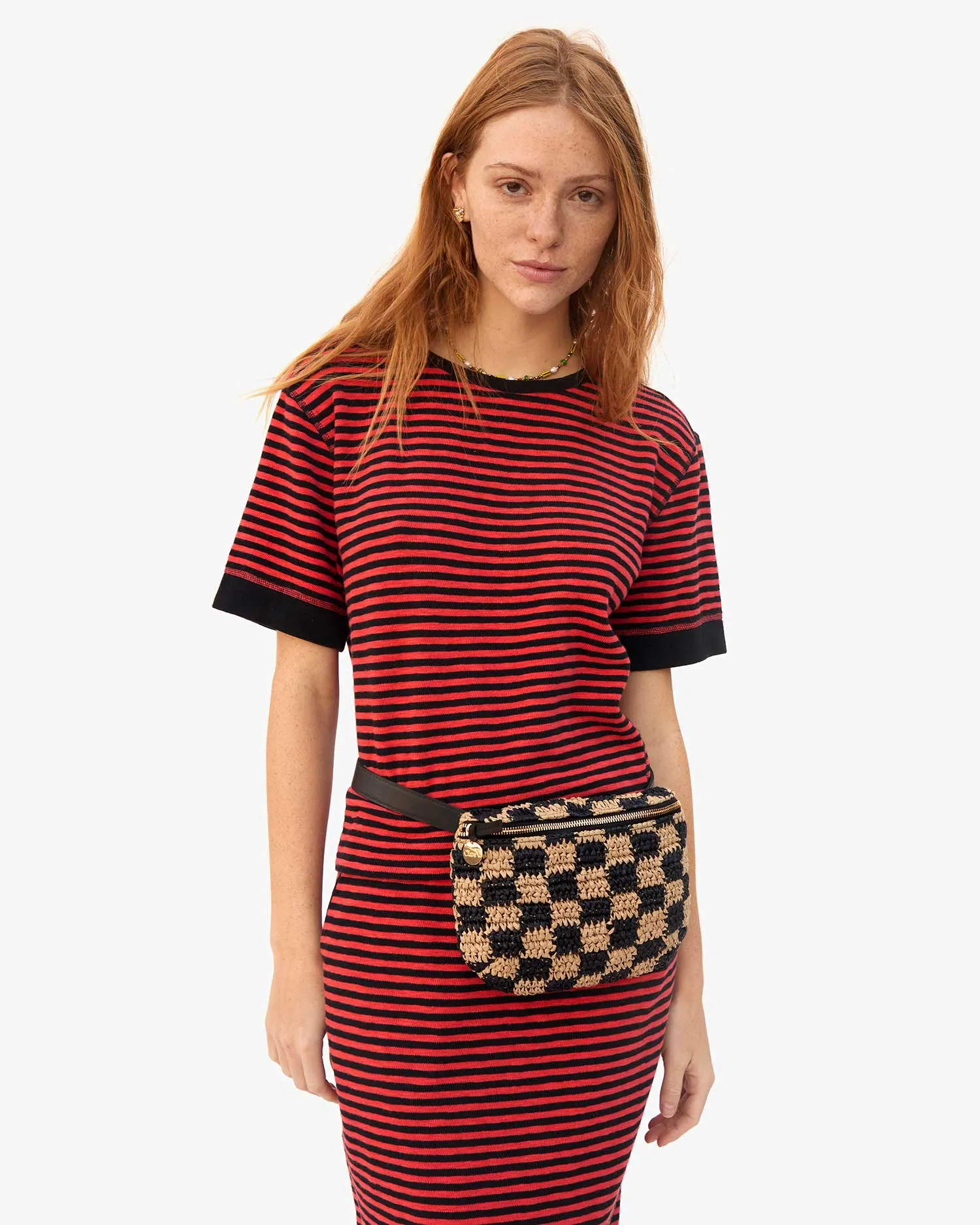 Clare V. Raffia Checker Fanny Pack