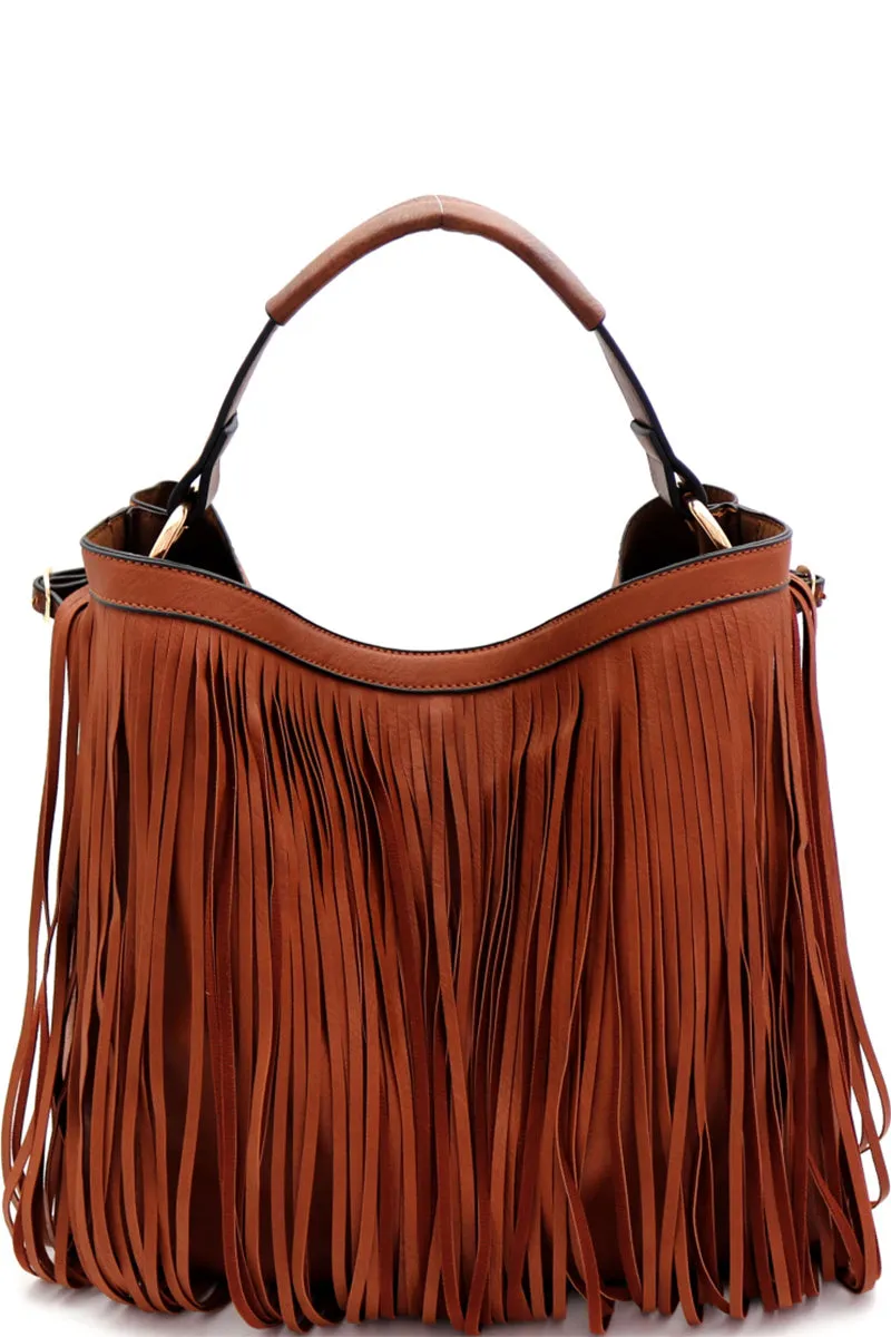 Classy Boho Fringed Hobo Bag