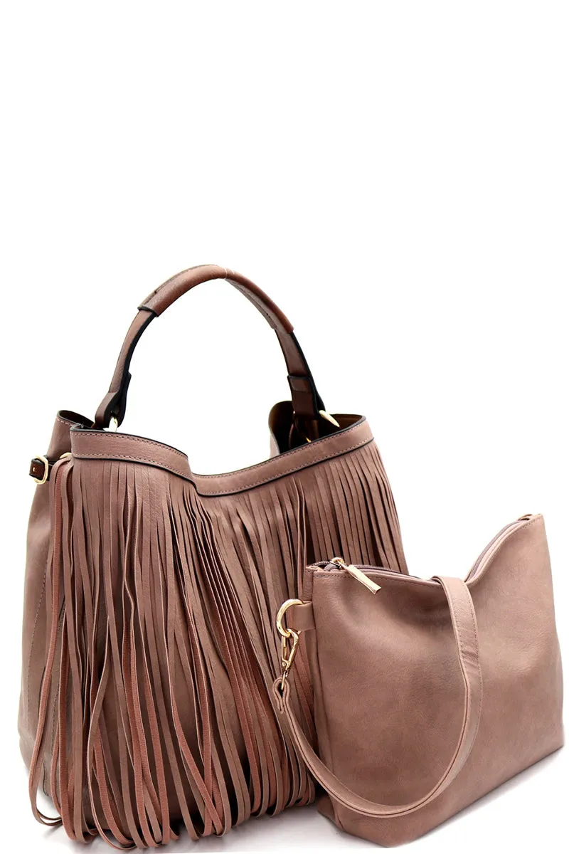 Classy Boho Fringed Hobo Bag