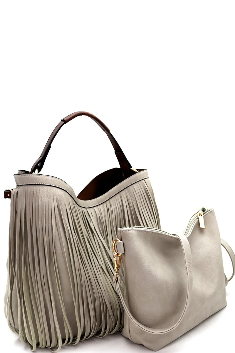 Classy Boho Fringed Hobo Bag