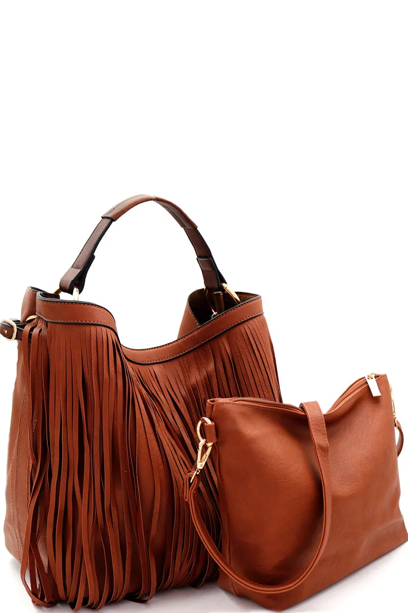 Classy Boho Fringed Hobo Bag