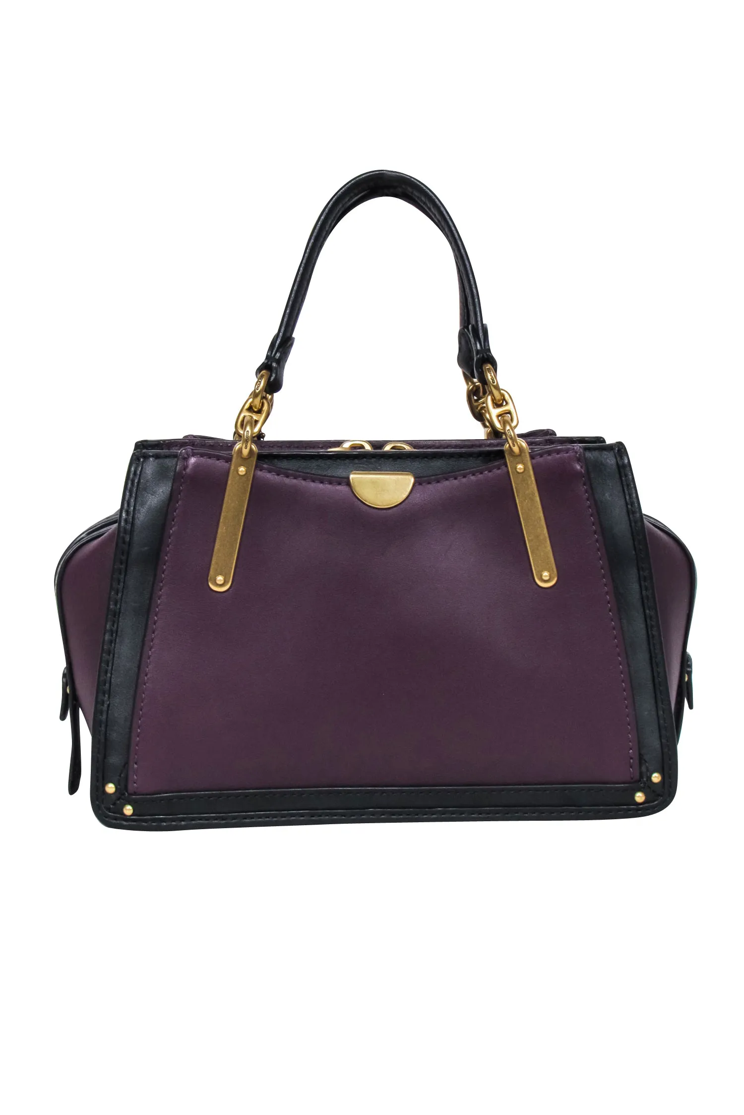 Coach - Plum Purple & Black Leather Mini "Dreamer" Bag