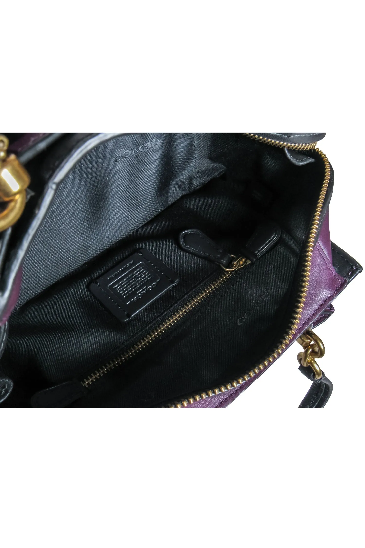 Coach - Plum Purple & Black Leather Mini "Dreamer" Bag