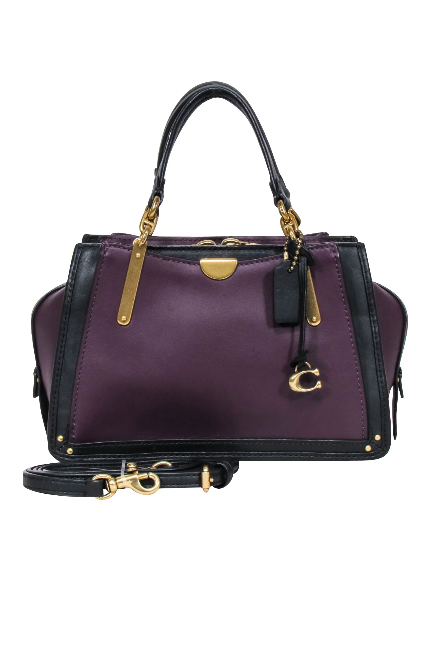 Coach - Plum Purple & Black Leather Mini "Dreamer" Bag