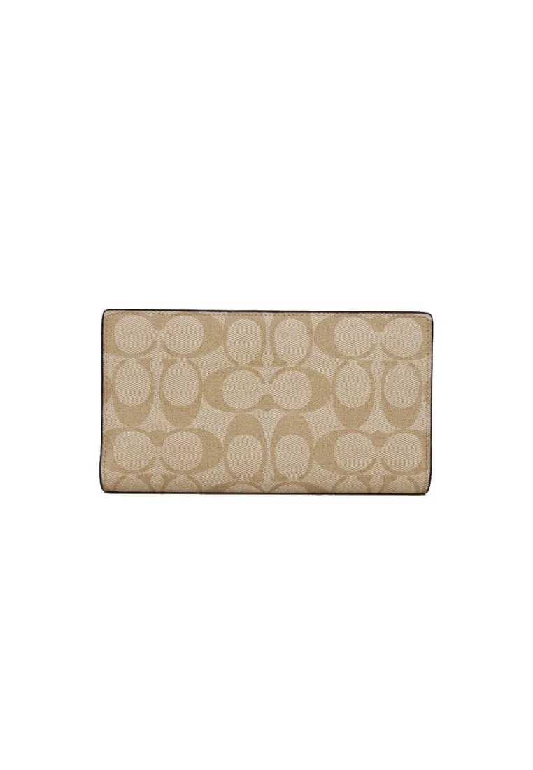 Coach Signature Slim C8714 Zip Wallet In Light Khaki Chalk