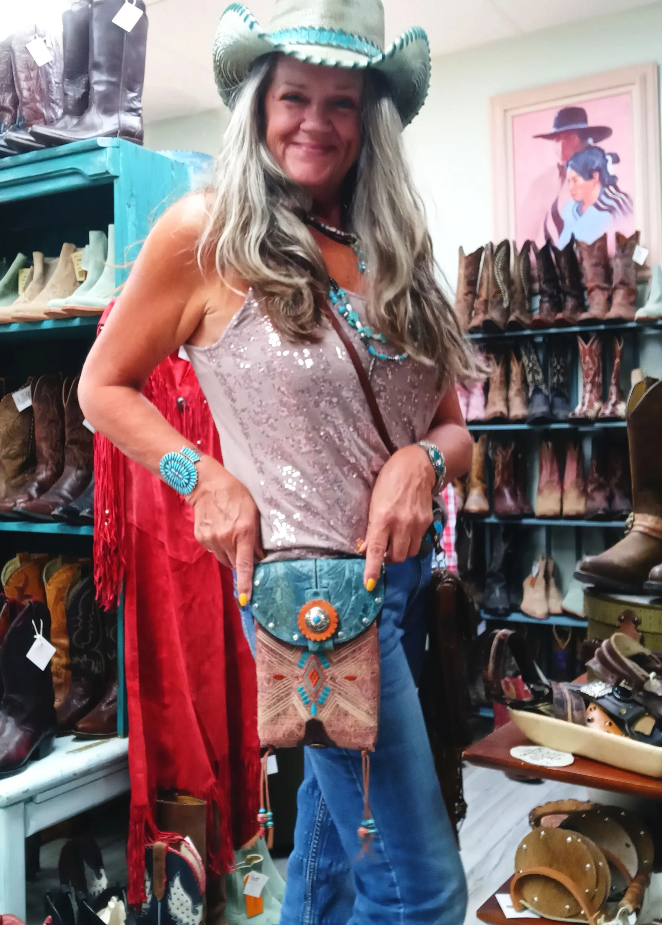 Cowboy Boot Crossbody Hipster Purse HP866