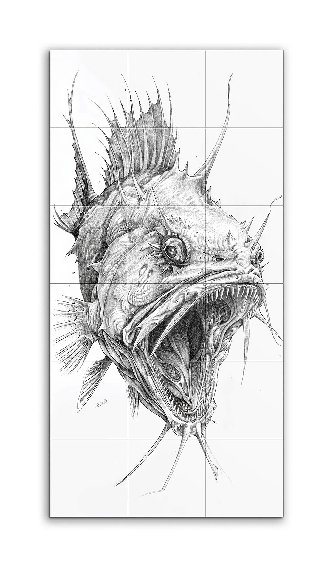 Deep-Sea Anglerfish: Monochrome Masterpiece