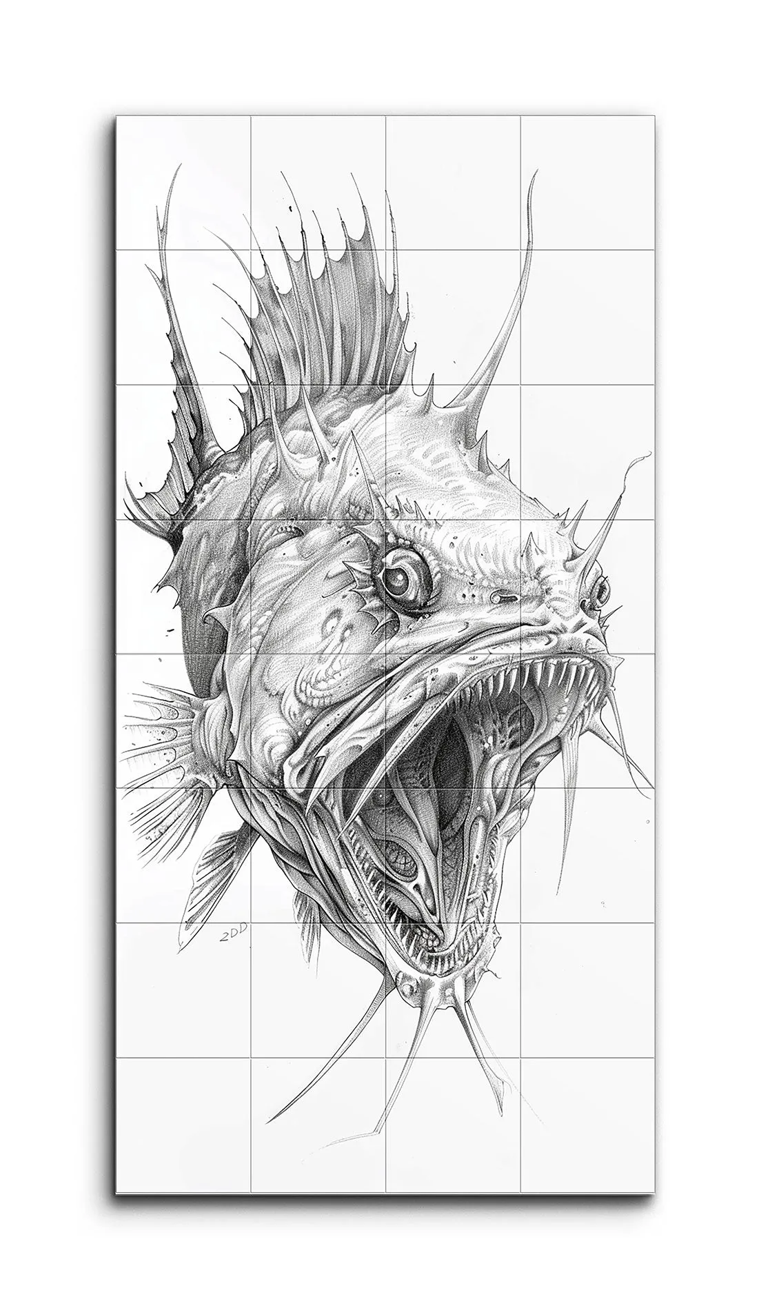 Deep-Sea Anglerfish: Monochrome Masterpiece
