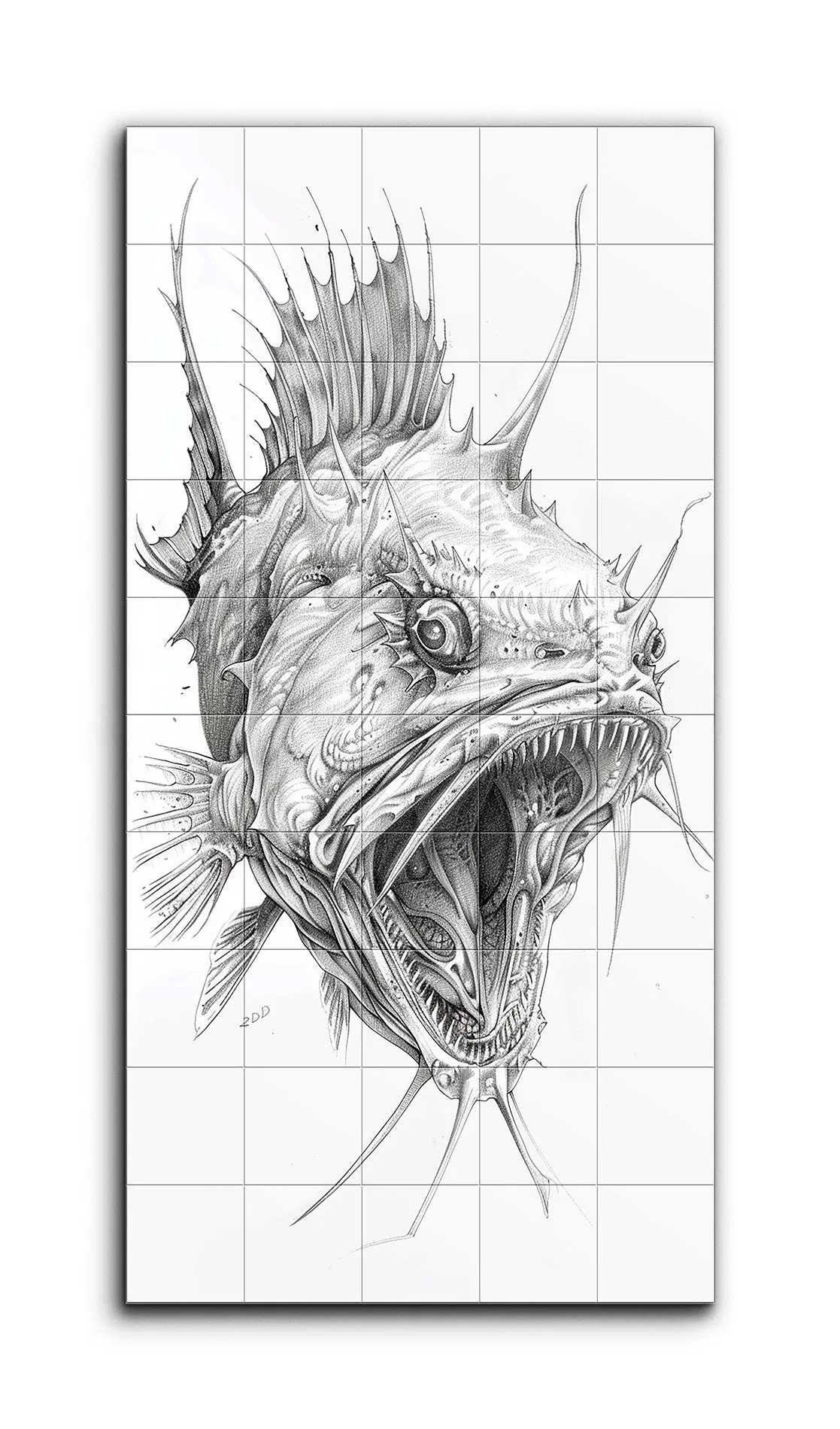 Deep-Sea Anglerfish: Monochrome Masterpiece