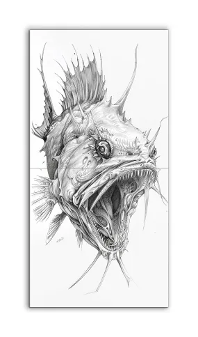 Deep-Sea Anglerfish: Monochrome Masterpiece