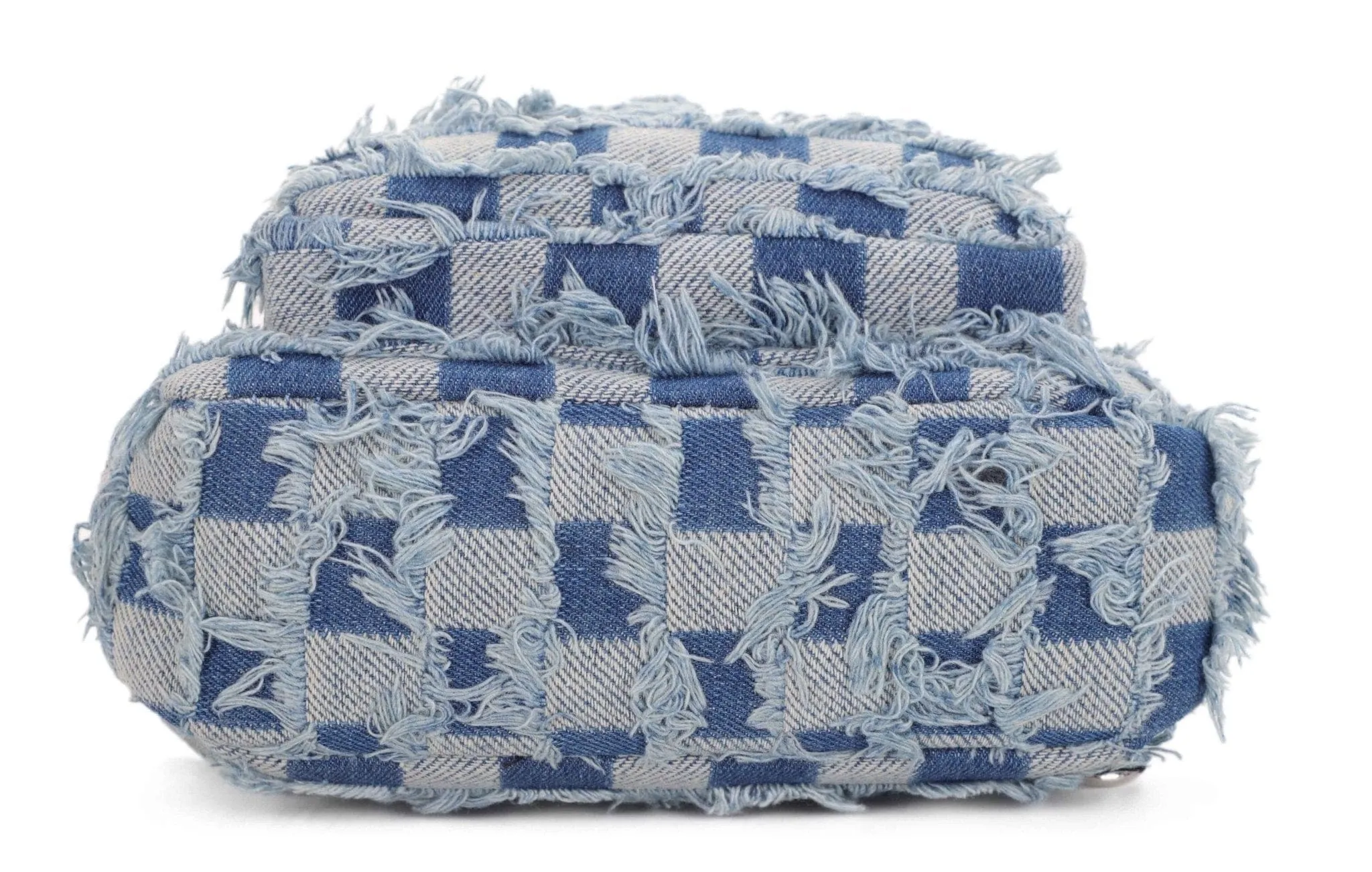DM20559 Mikayla Frayed Checker Denim Sling Bag