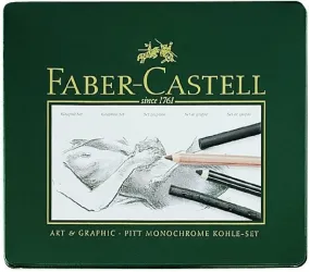 FABER-CASTELL PITT Monochrome Charcoal Pencil Set Tin of 22
