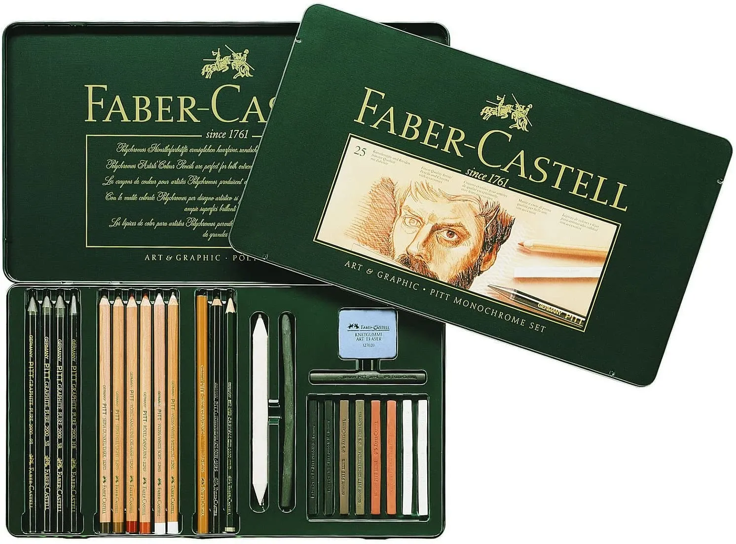 FABER-CASTELL PITT MONOCHROME SET TIN OF 25