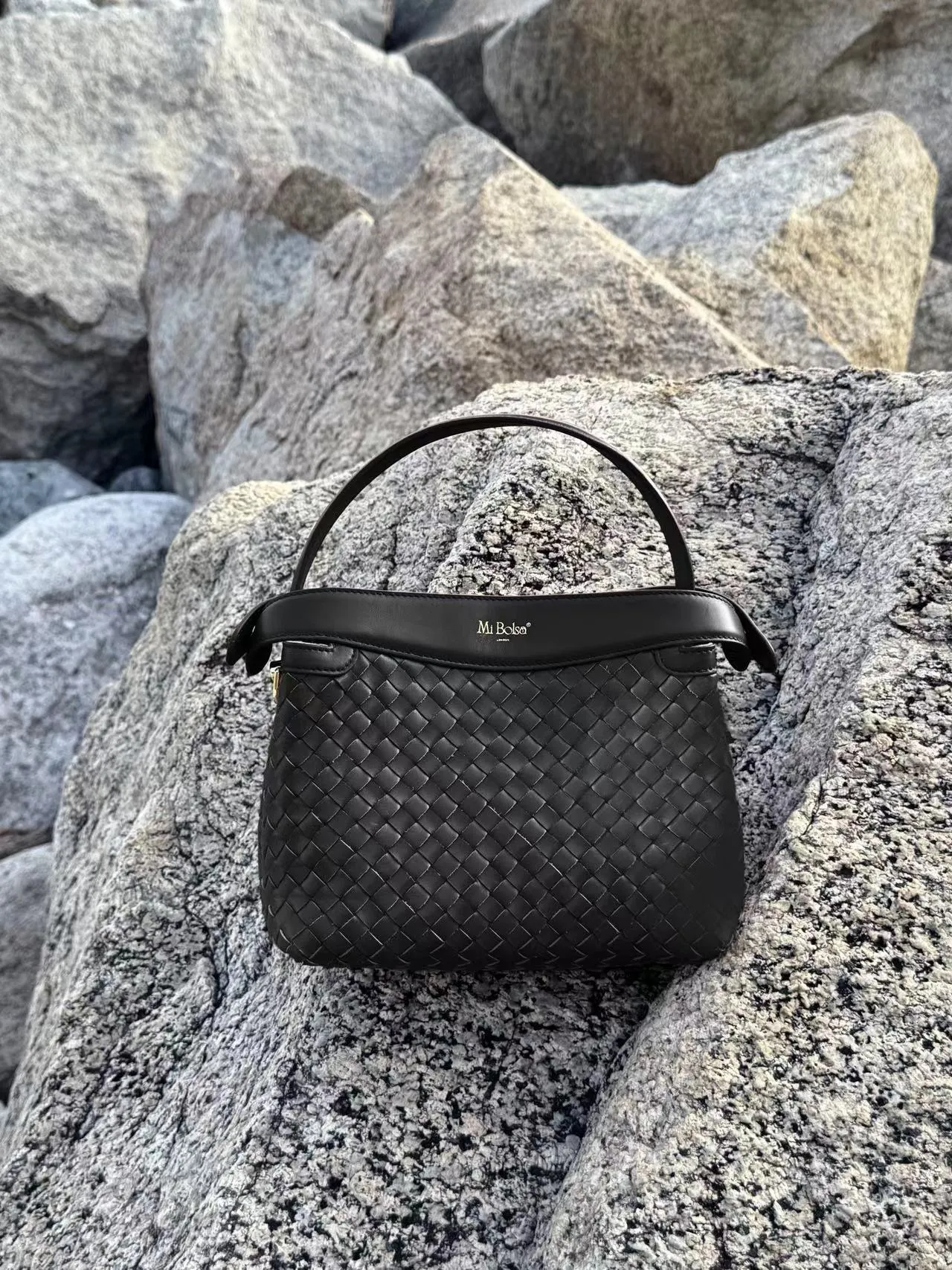 Florence Top Handle Woven Bag - Caramel