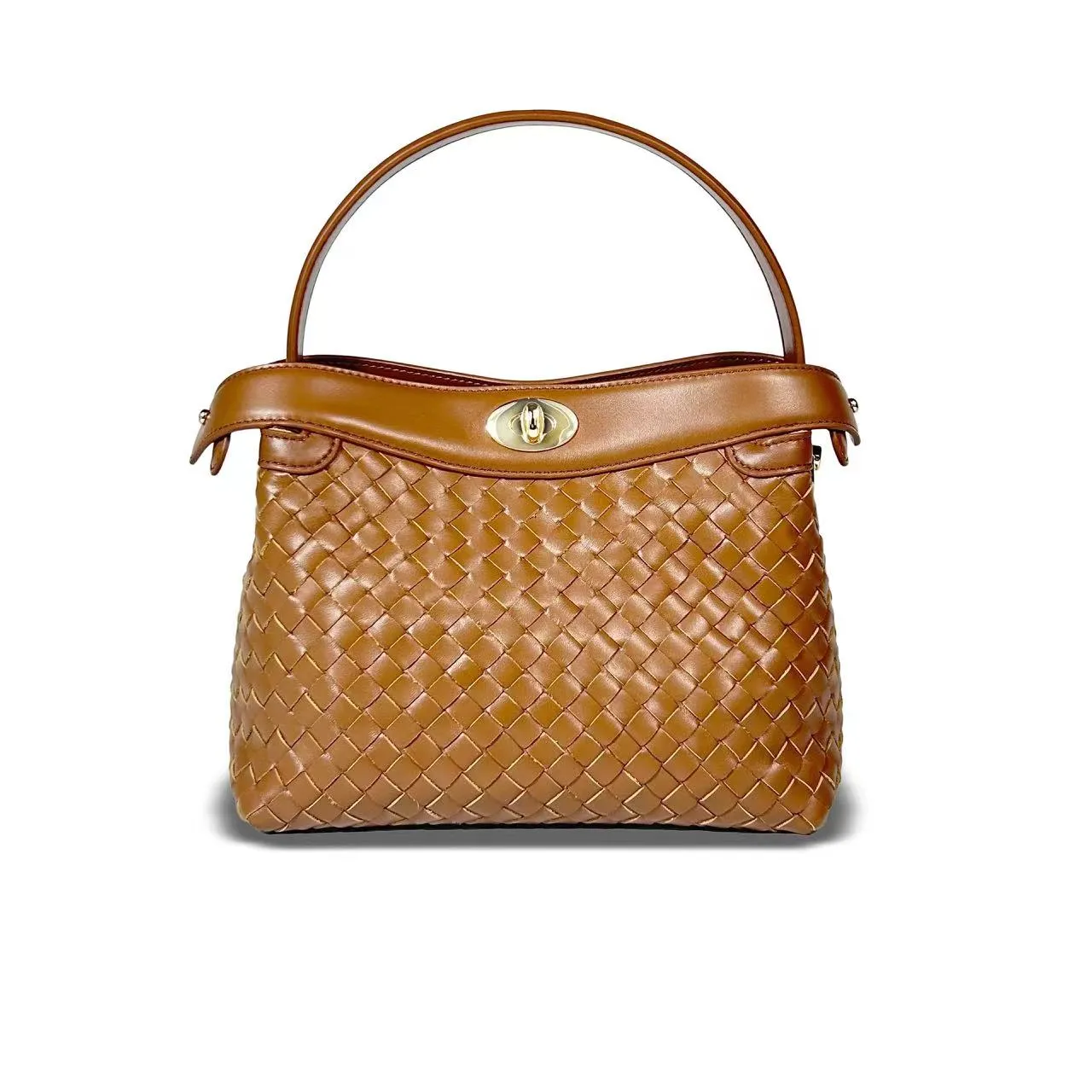 Florence Top Handle Woven Bag - Caramel