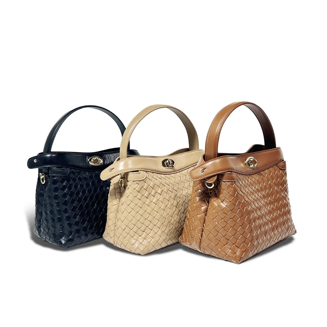 Florence Top Handle Woven Bag - Caramel