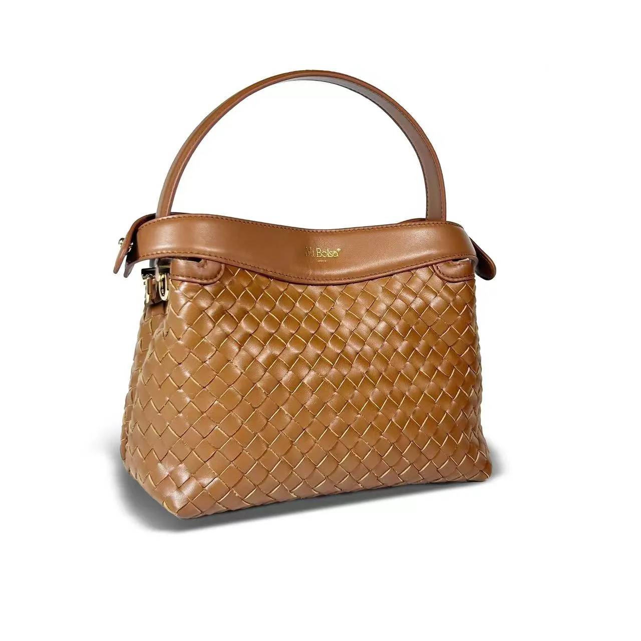 Florence Top Handle Woven Bag - Caramel