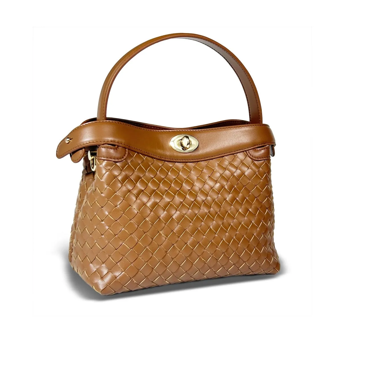 Florence Top Handle Woven Bag - Caramel