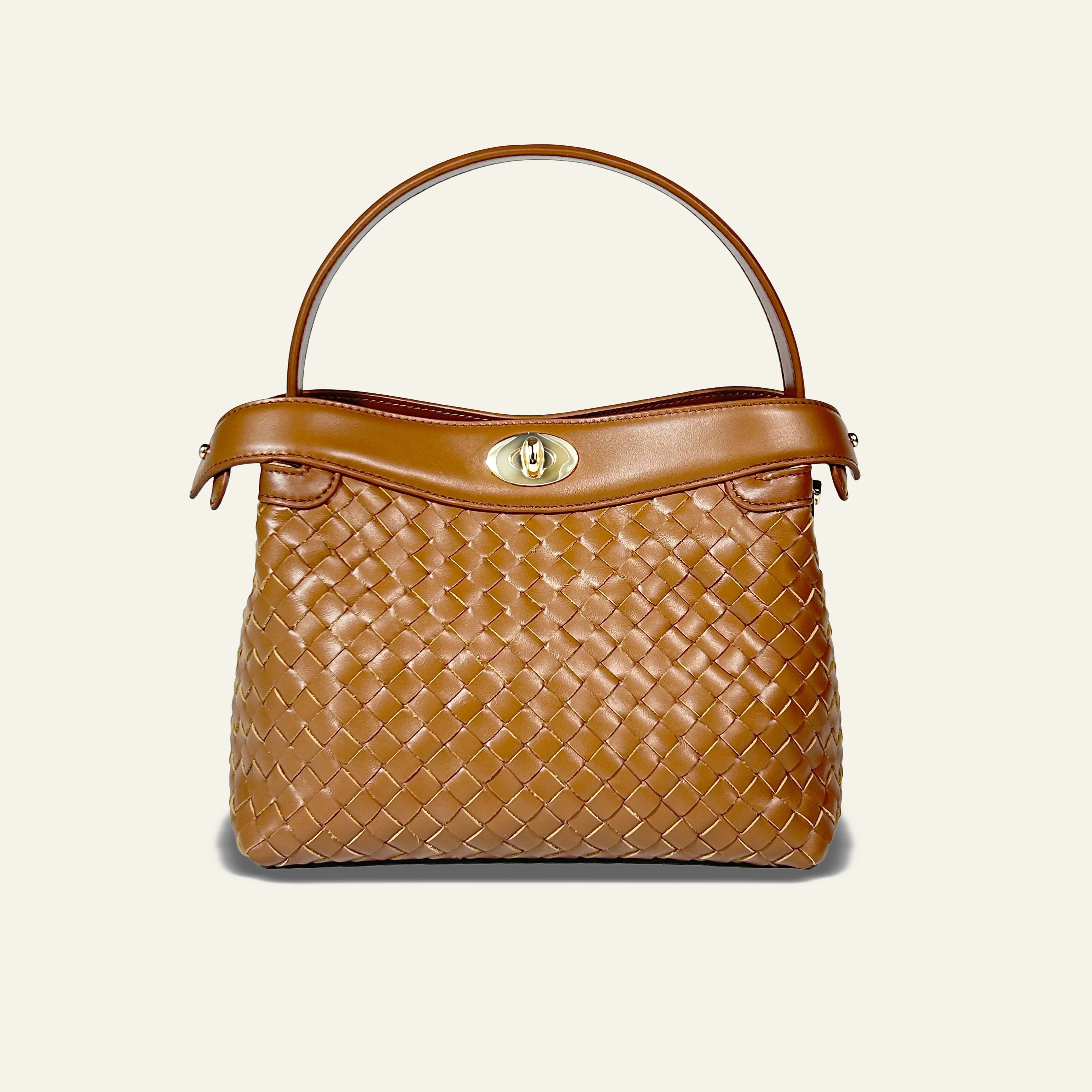 Florence Top Handle Woven Bag - Caramel