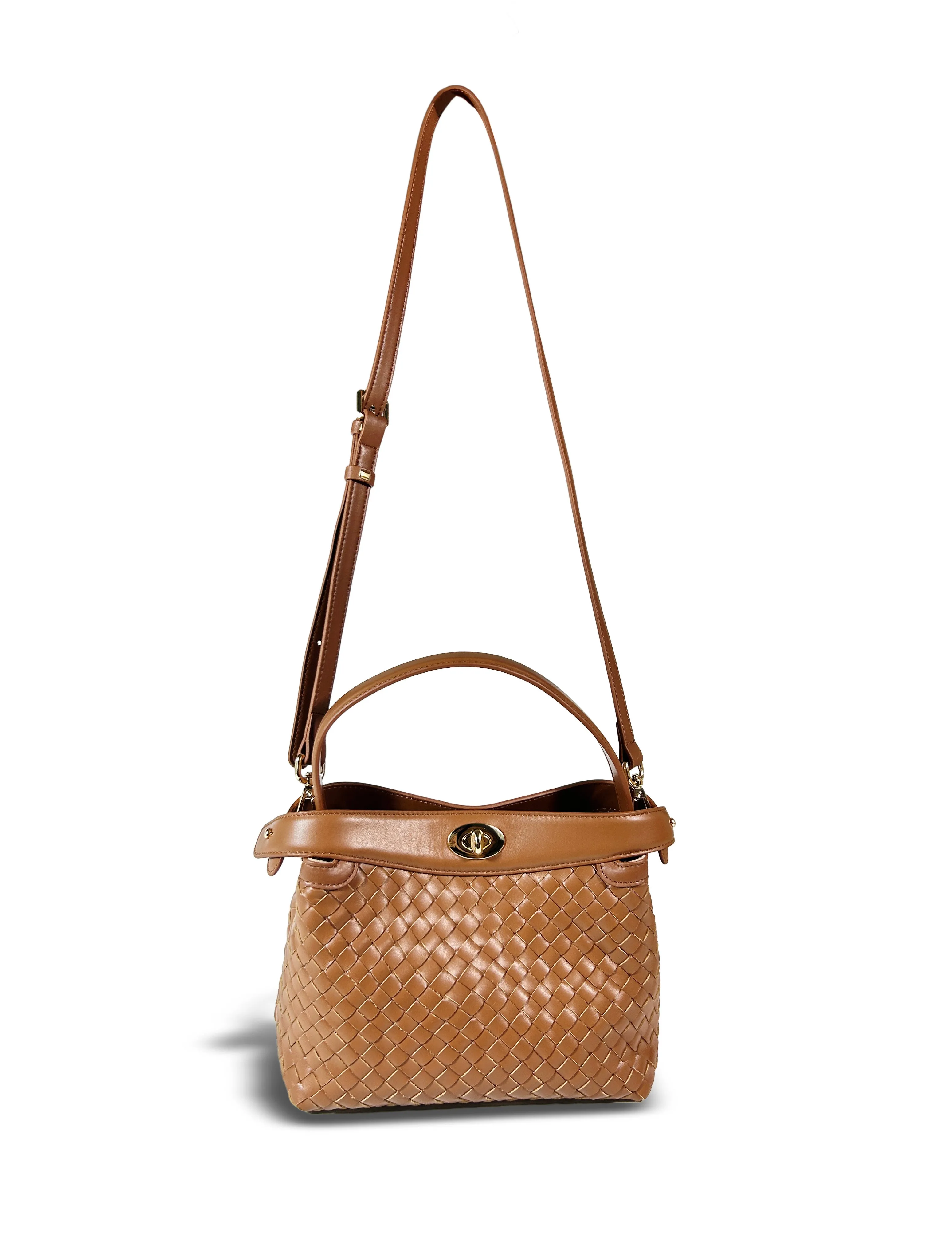 Florence Top Handle Woven Bag - Caramel