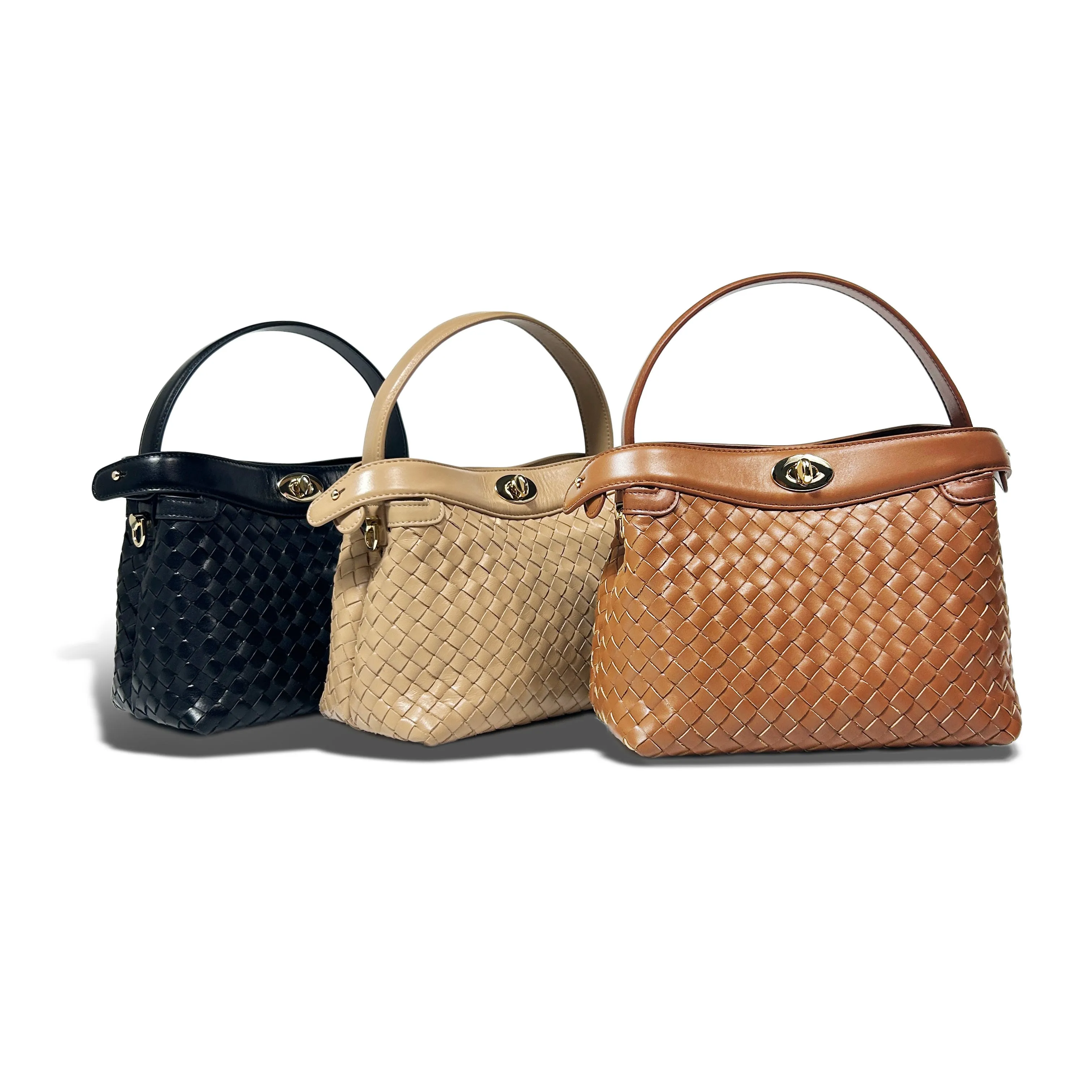 Florence Top Handle Woven Bag - Caramel