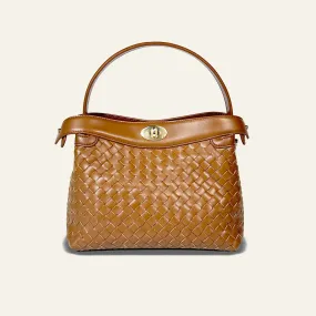 Florence Top Handle Woven Bag - Caramel