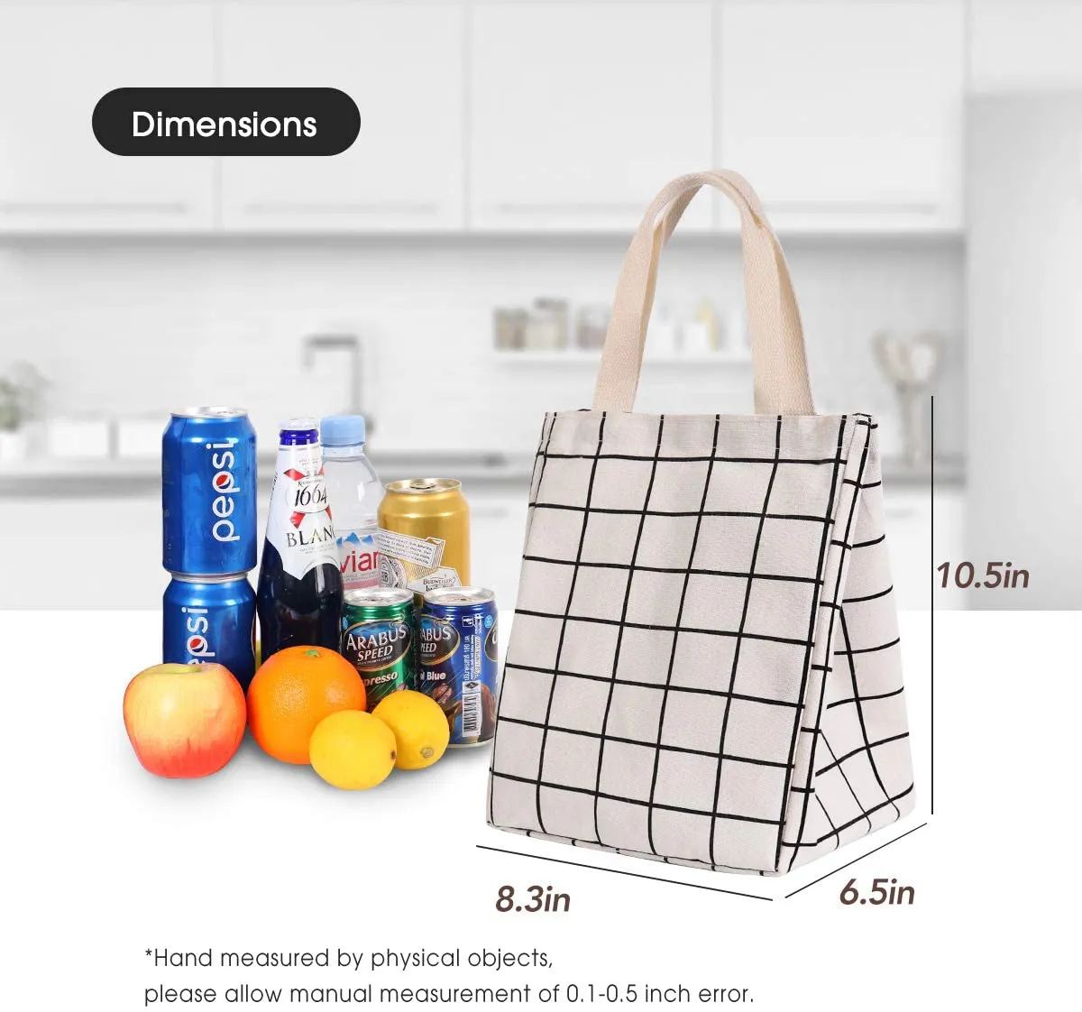 HOMESPON Reusable Lunch Bag Insulated Lunch Box Canvas Fabric with Aluminum Foil, Lunch Tote Handbag for Women,Men,School, Office