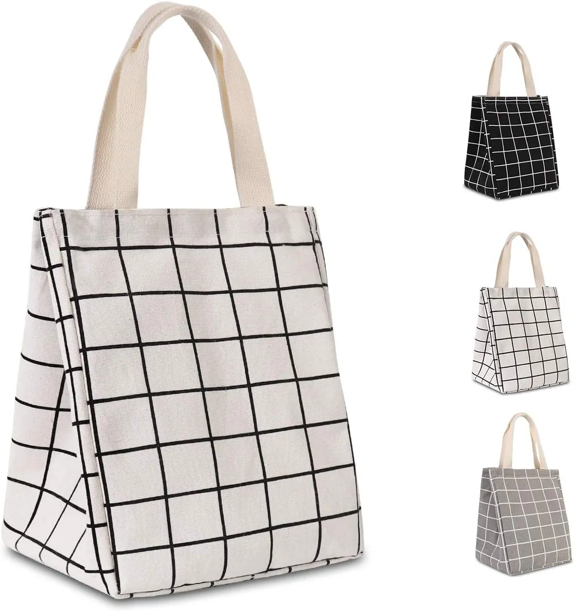 HOMESPON Reusable Lunch Bag Insulated Lunch Box Canvas Fabric with Aluminum Foil, Lunch Tote Handbag for Women,Men,School, Office