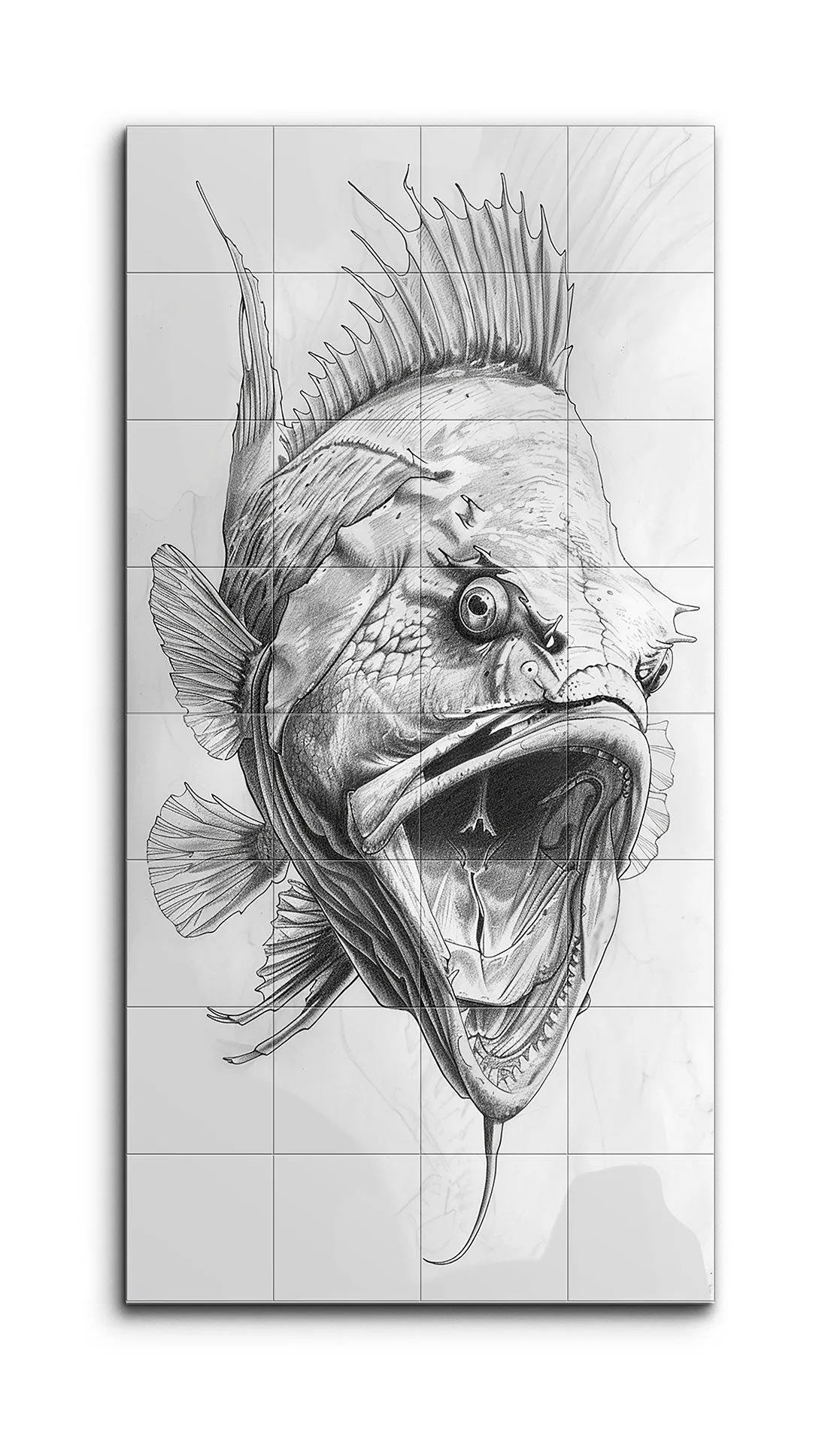 Hyperrealistic Monochrome Fish Art
