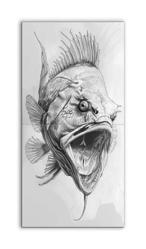 Hyperrealistic Monochrome Fish Art