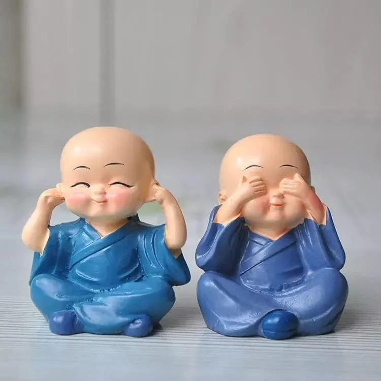 India Buddha Monk Set of 4 Statue Figurines Home Decor Items, Decorative Items for Home