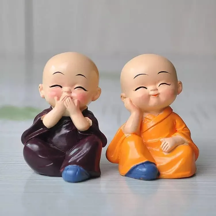 India Buddha Monk Set of 4 Statue Figurines Home Decor Items, Decorative Items for Home
