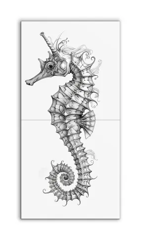 Intricate Seahorse Illustration: Monochrome Elegance