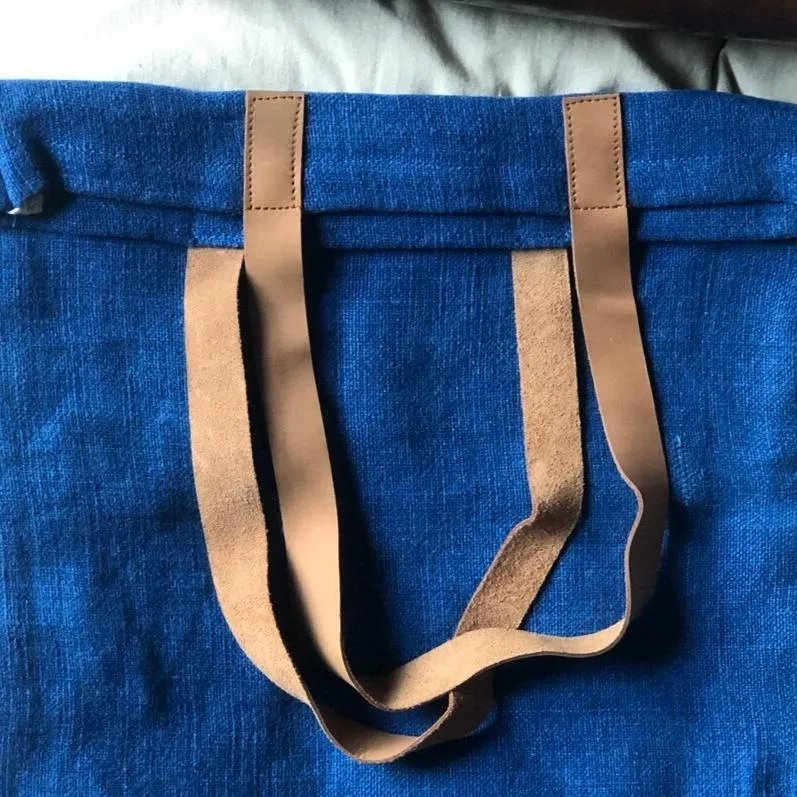 Large Jute Tote Bag - Natural or Denim Blue
