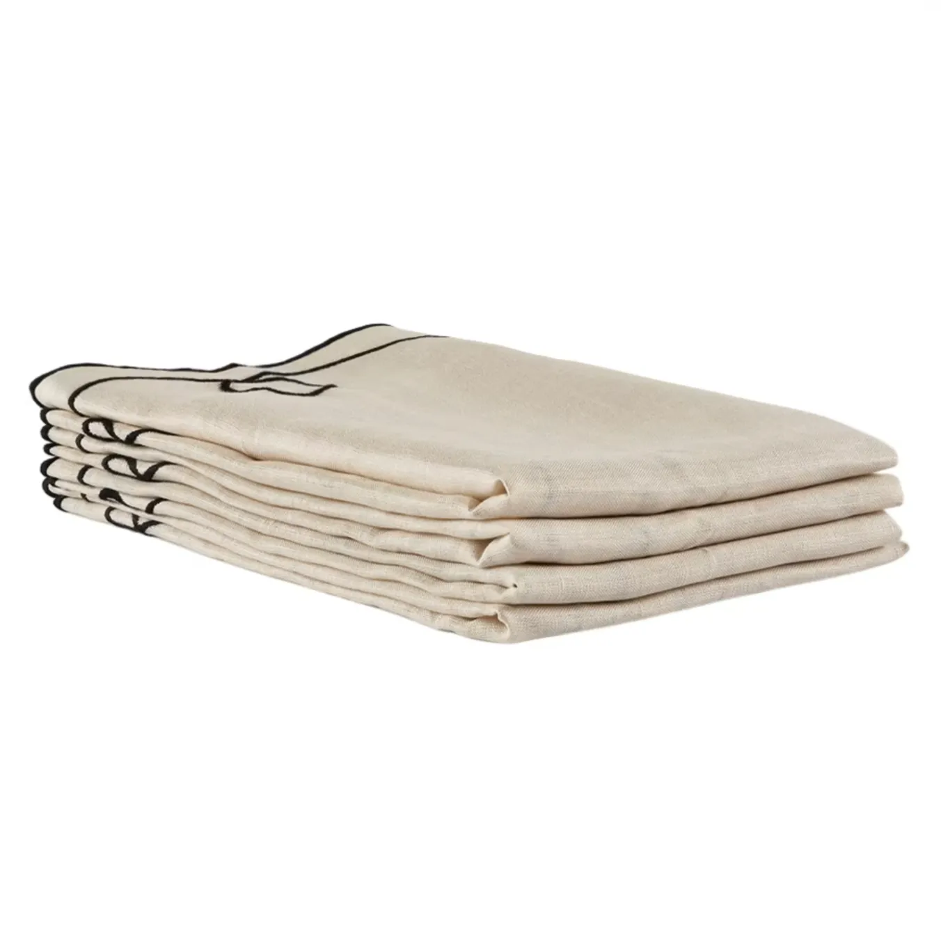 Line Drawing Embroidered Linen Napkins (Set of 4)