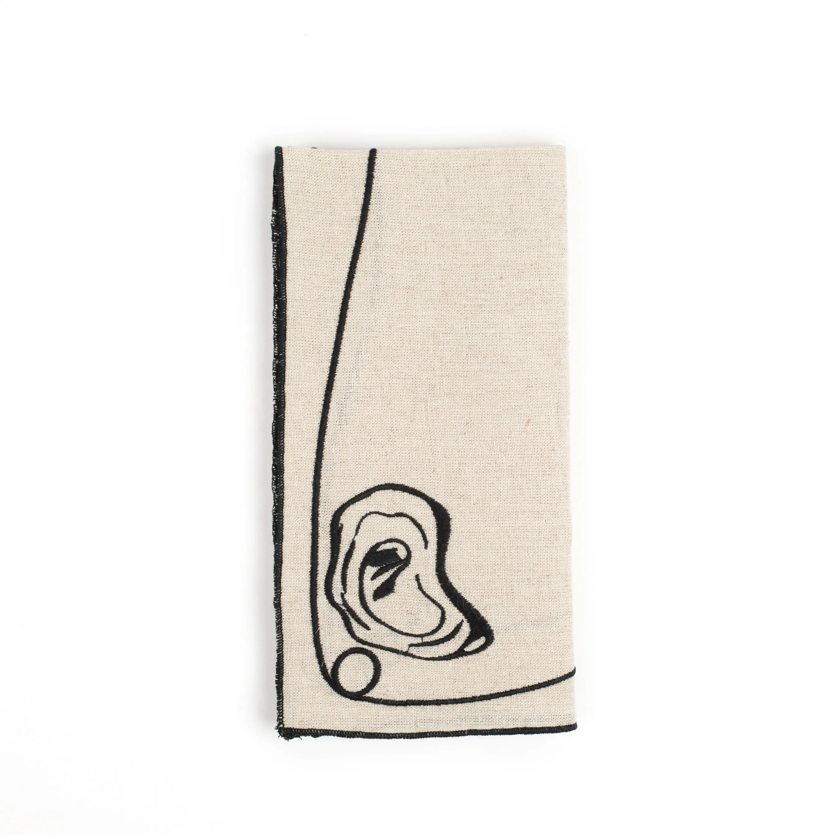 Line Drawing Embroidered Linen Napkins (Set of 4)