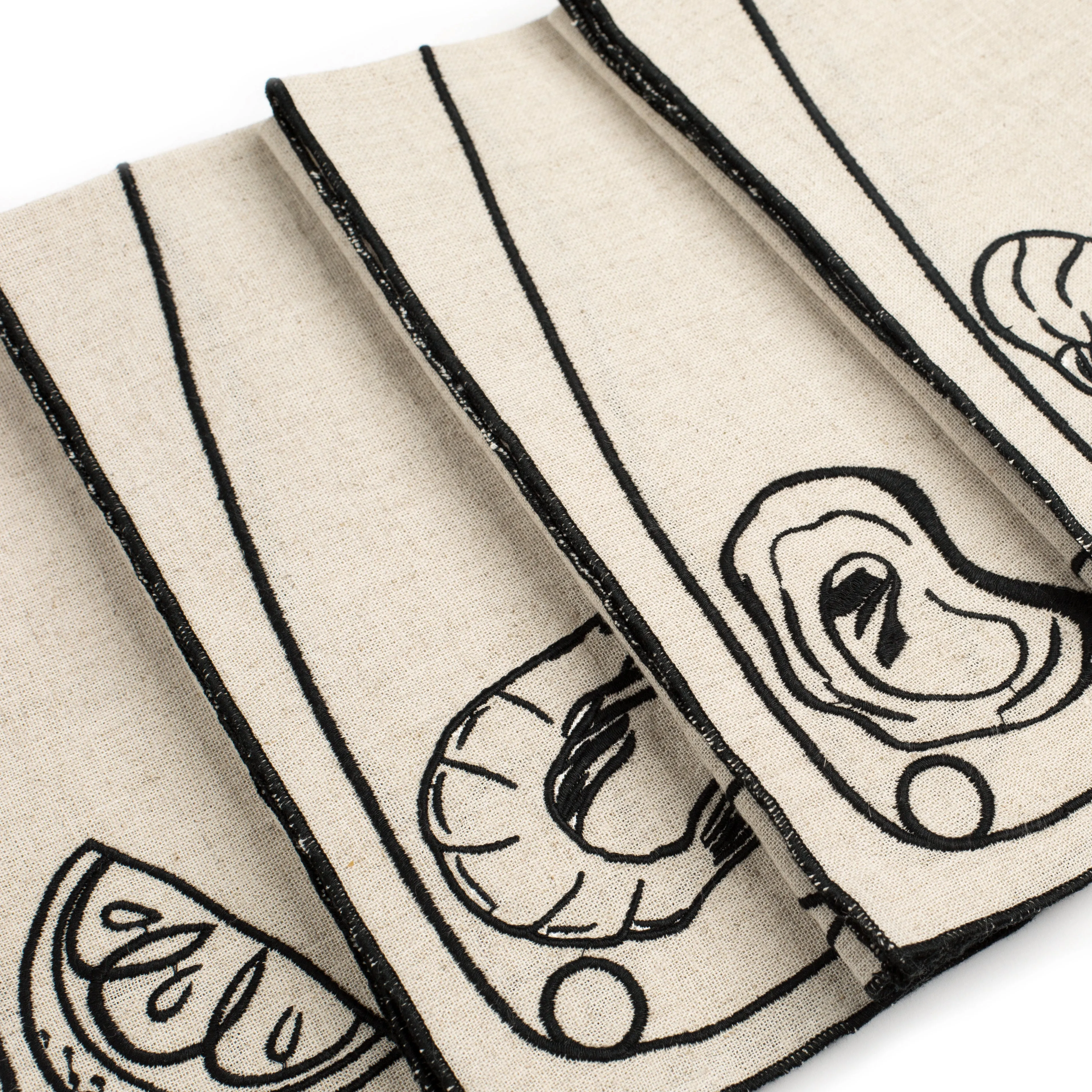 Line Drawing Embroidered Linen Napkins (Set of 4)