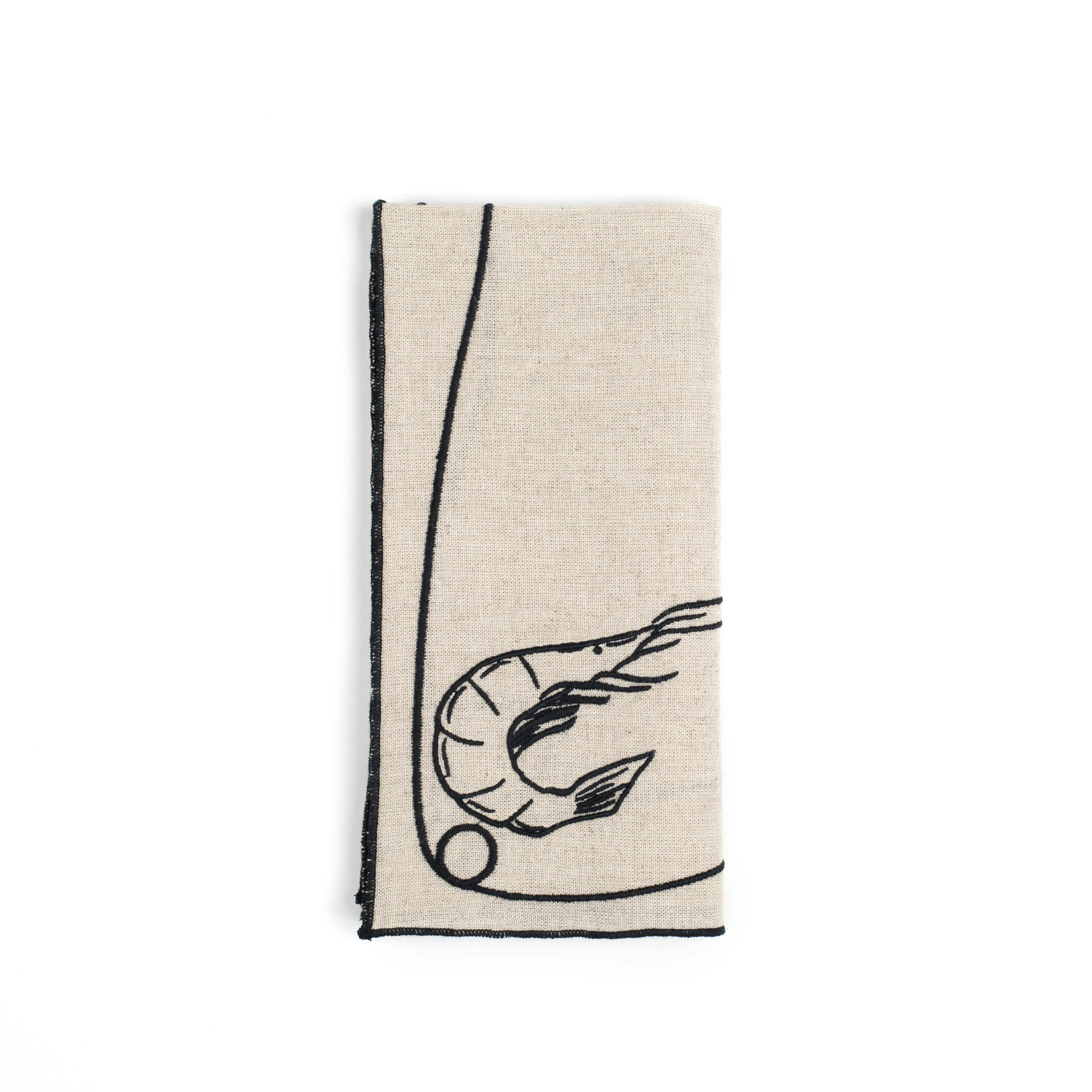 Line Drawing Embroidered Linen Napkins (Set of 4)