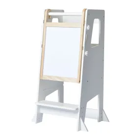 Little Risers Adjustable Learning Tower - White with Magnetic Whiteboard