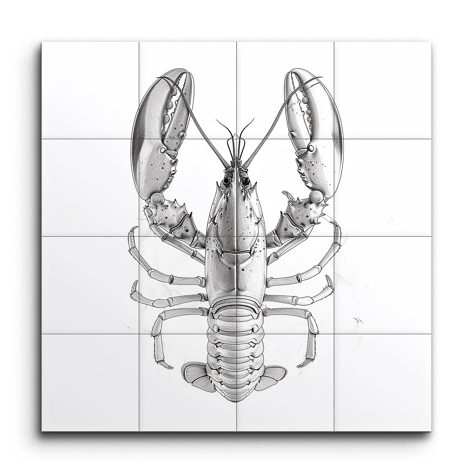 Lobster Elegance: Monochrome Marine Art